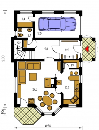 Plan de sol du rez-de-chaussée - ELEGANT 116